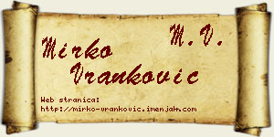 Mirko Vranković vizit kartica